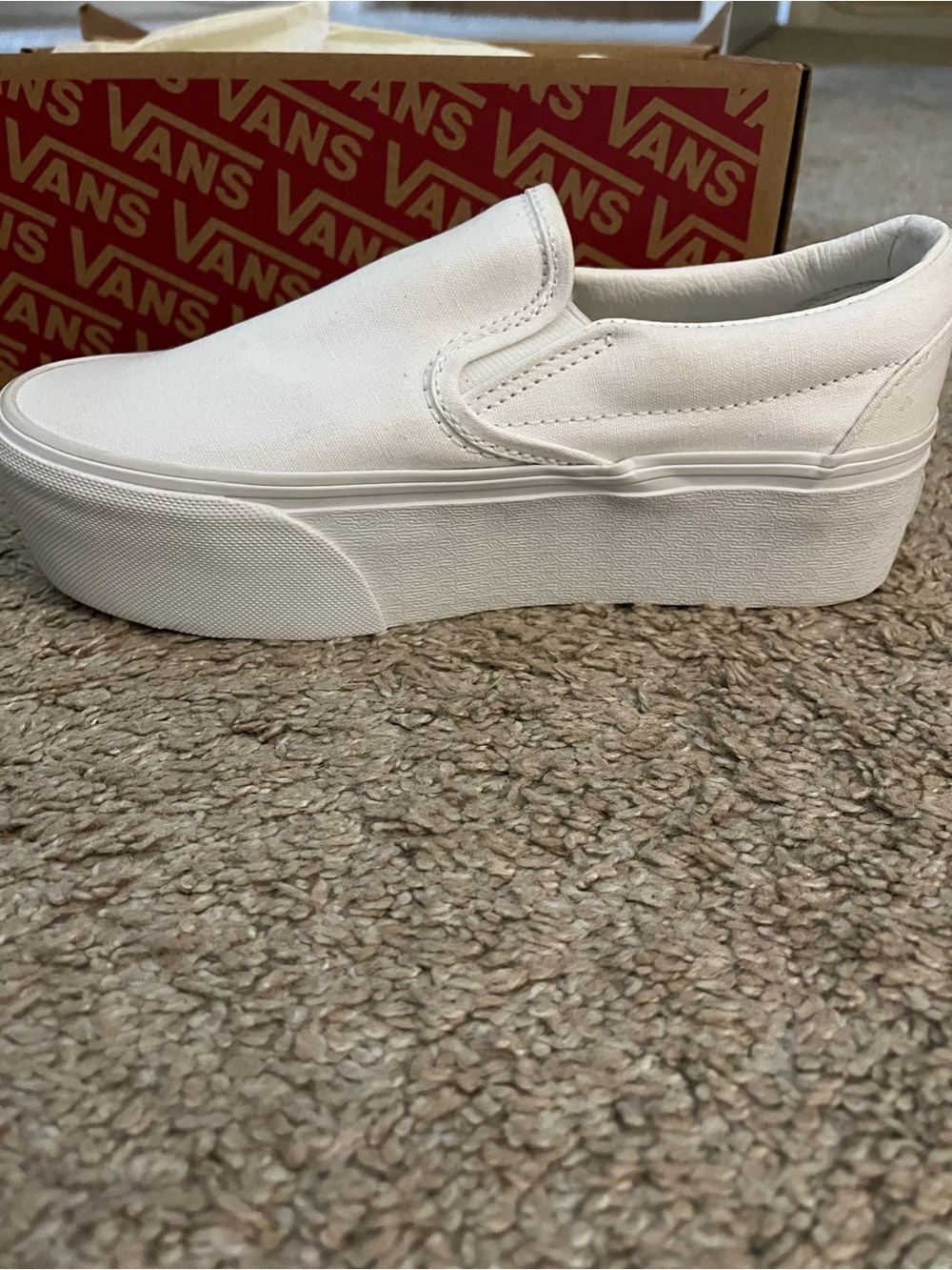 Vans White Women's Platform Slip-On Sneakers